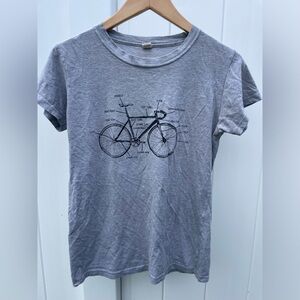 L Grey Graphic T-Shirt with Bicycle